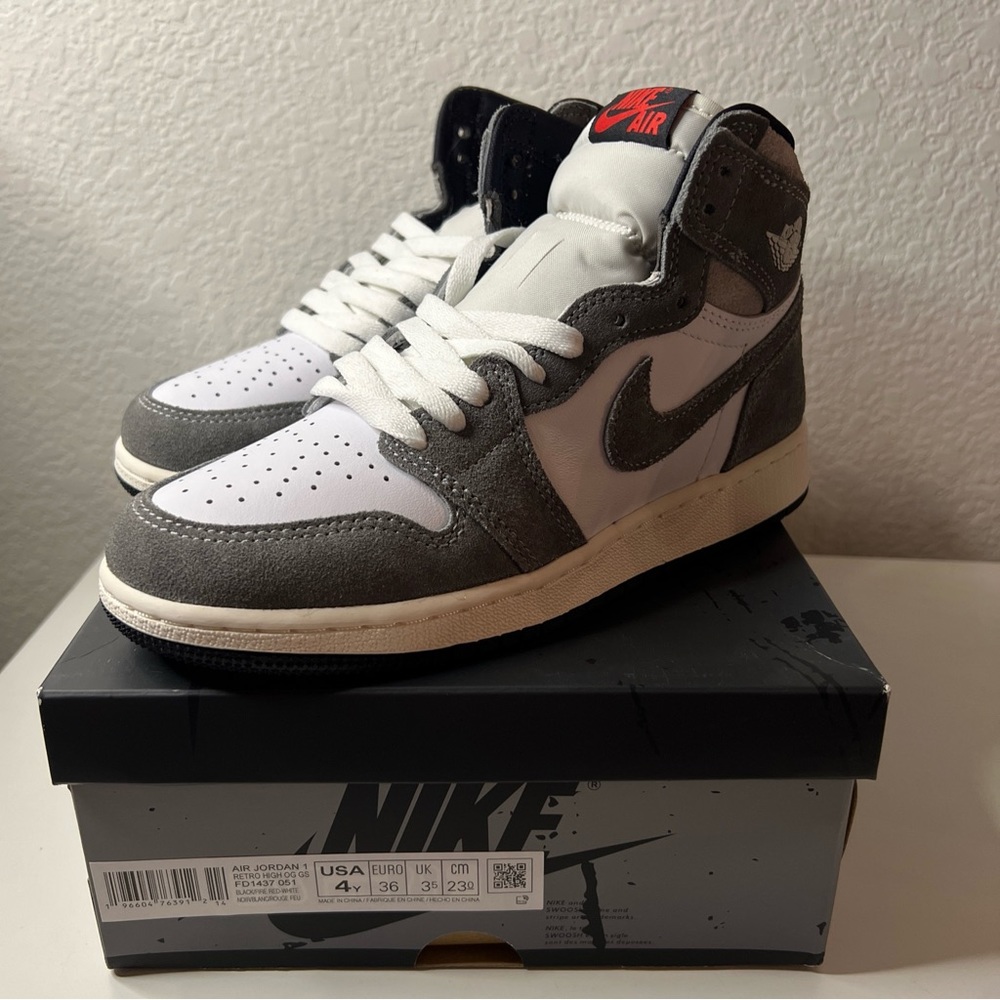Big Kid's Jordan 1 Retro OG "Washed Black" Blk/Fire Red/Wht (FD1437 051)